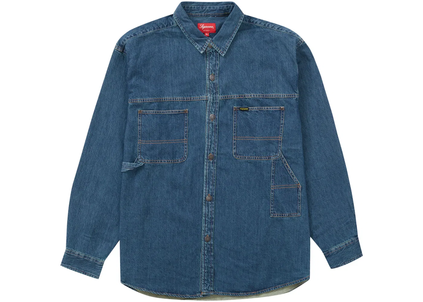 Мужская джинсовая рубашка с длинным рукавом Supreme, Indigo