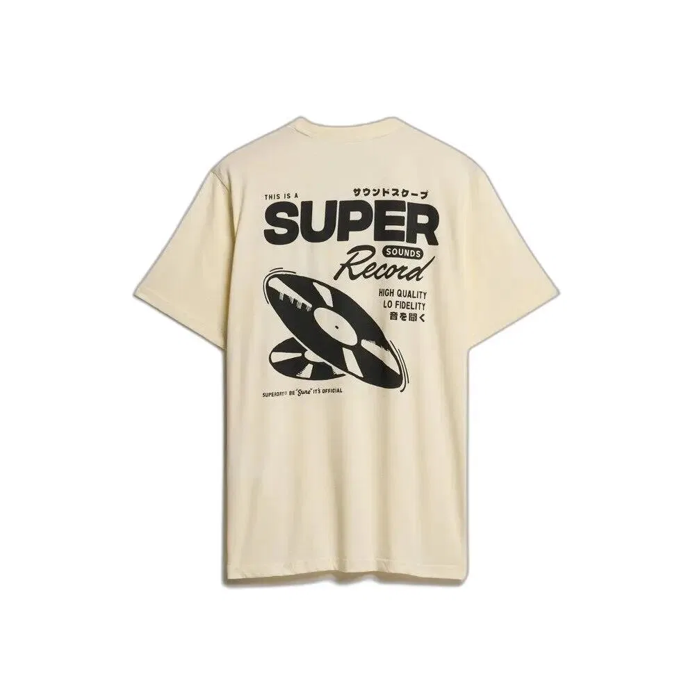 Мужская футболка с принтом Record Label Superdry, Beige Cremefarben — фото 2