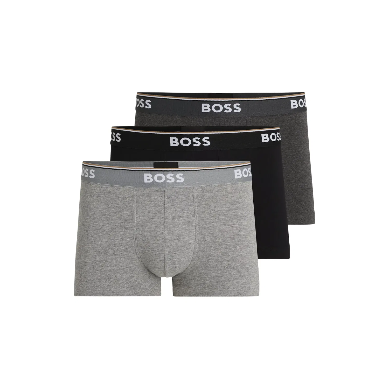 Мужские трусы-боксеры из эластичного хлопка BOSS, Gray Melange/Anthracite Melange/Black
