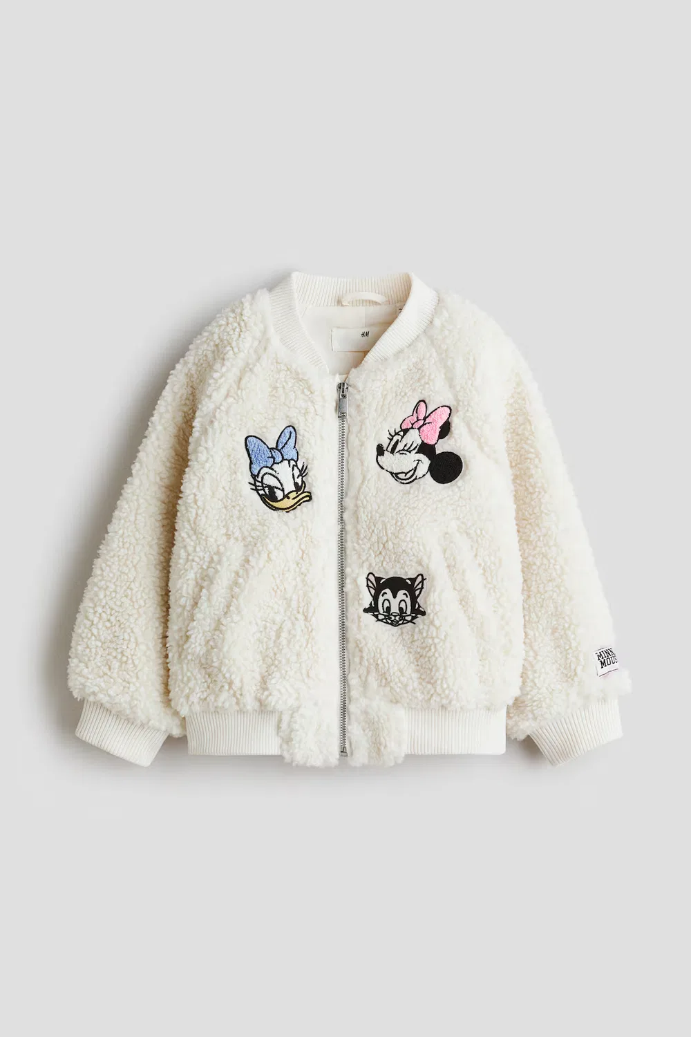 Пилотская куртка из плюшевого флиса с аппликациями H&M, Cremefarben/Minnie Maus