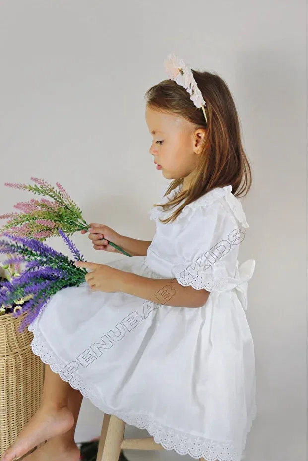 Детское платье для девочек с воротником Питер Пэн Penu Baby Kids, Ecru