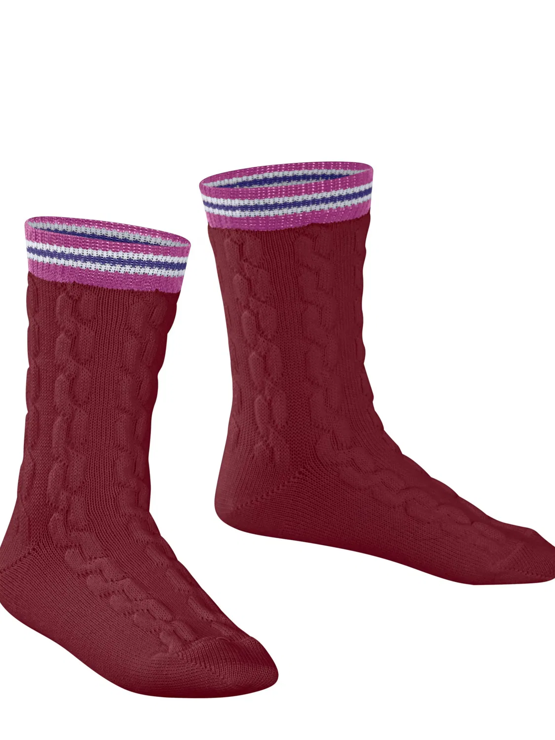 Носки Falke Preppy Cable рубиново-красного цвета — фото 2