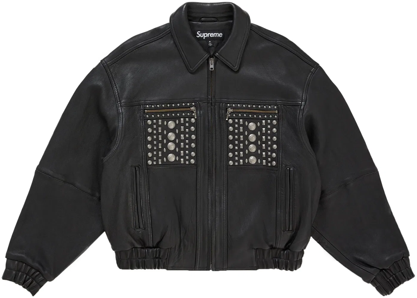 Мужская кожаная куртка с металлическими шипами Supreme Jacket Black