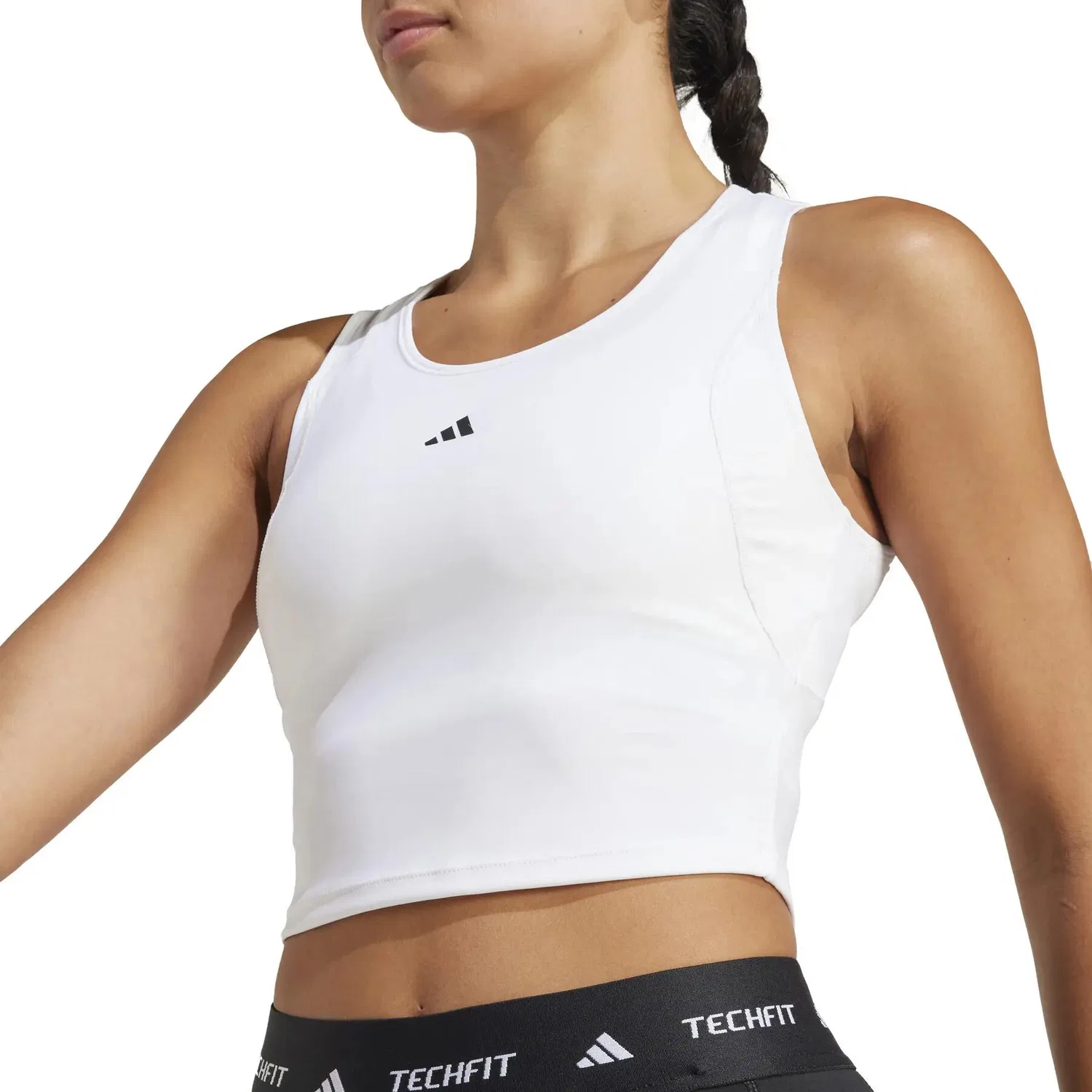 Женский компрессионный топ-кроп Adidas Techfit, Цвет Weiss — фото 3