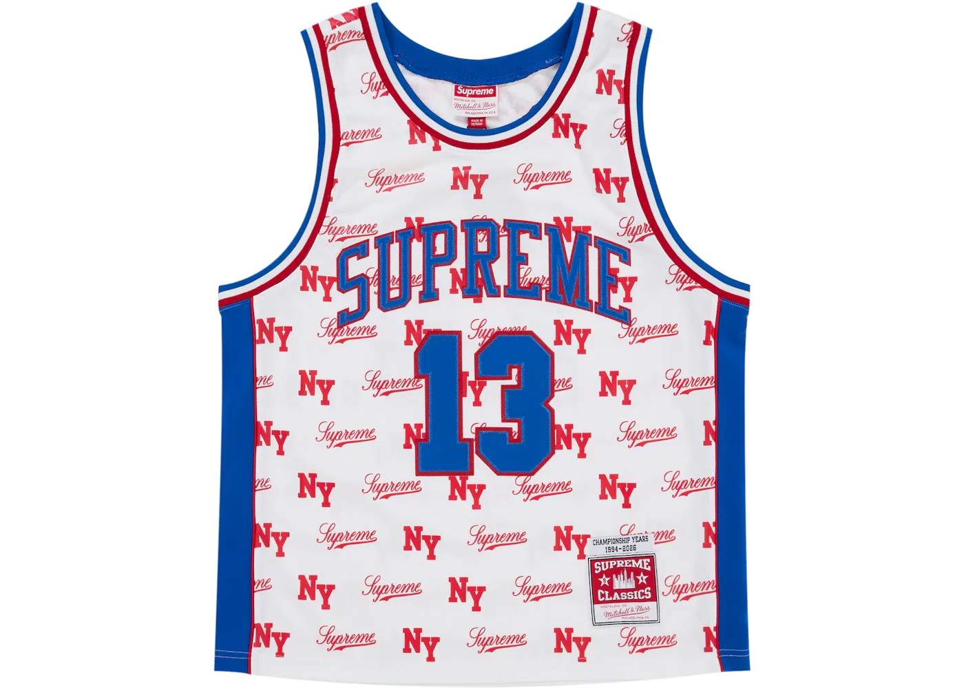Мужская баскетбольная джерси с принтом Jersey Supreme, White