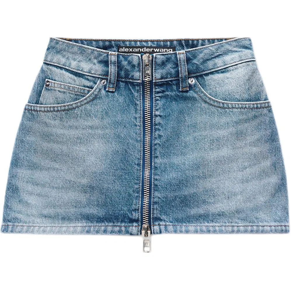 Джинсовая мини-юбка Alexander Wang, Vintage Marble Pattern Blue