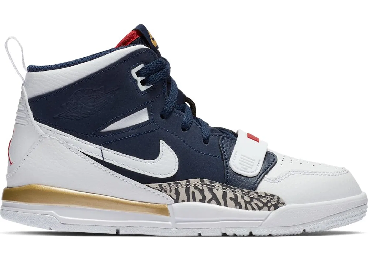 Детские кроссовки Lifestyle Jordan Legacy 312 Olympic (PS) Jordan, White/White-Midnight Navy-Varsity Red-Metallic Gold