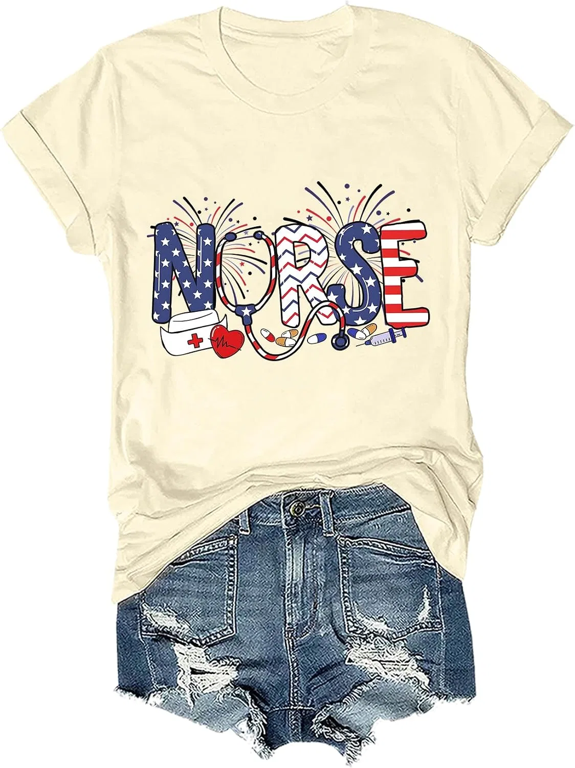 Мужская футболка с принтом Nurse 4th of July, Creamy Yellow