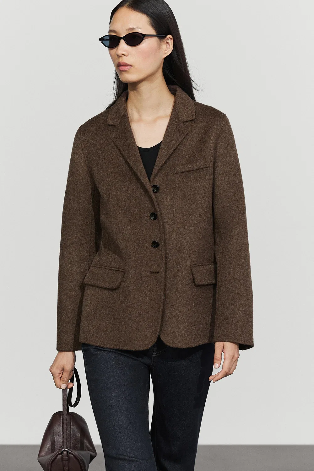 Блейзер Massimo Dutti, из смесовой шерсти, коричневый