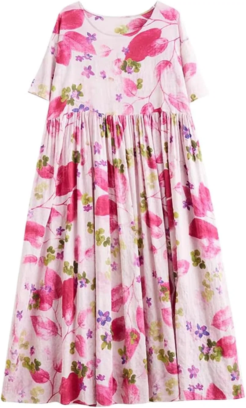 Женское платье оверсайз с принтом, Summer Casual, Rosered