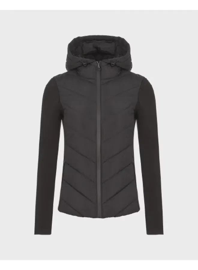 Худи-пальто хлопковое с капюшоном Zara, черный