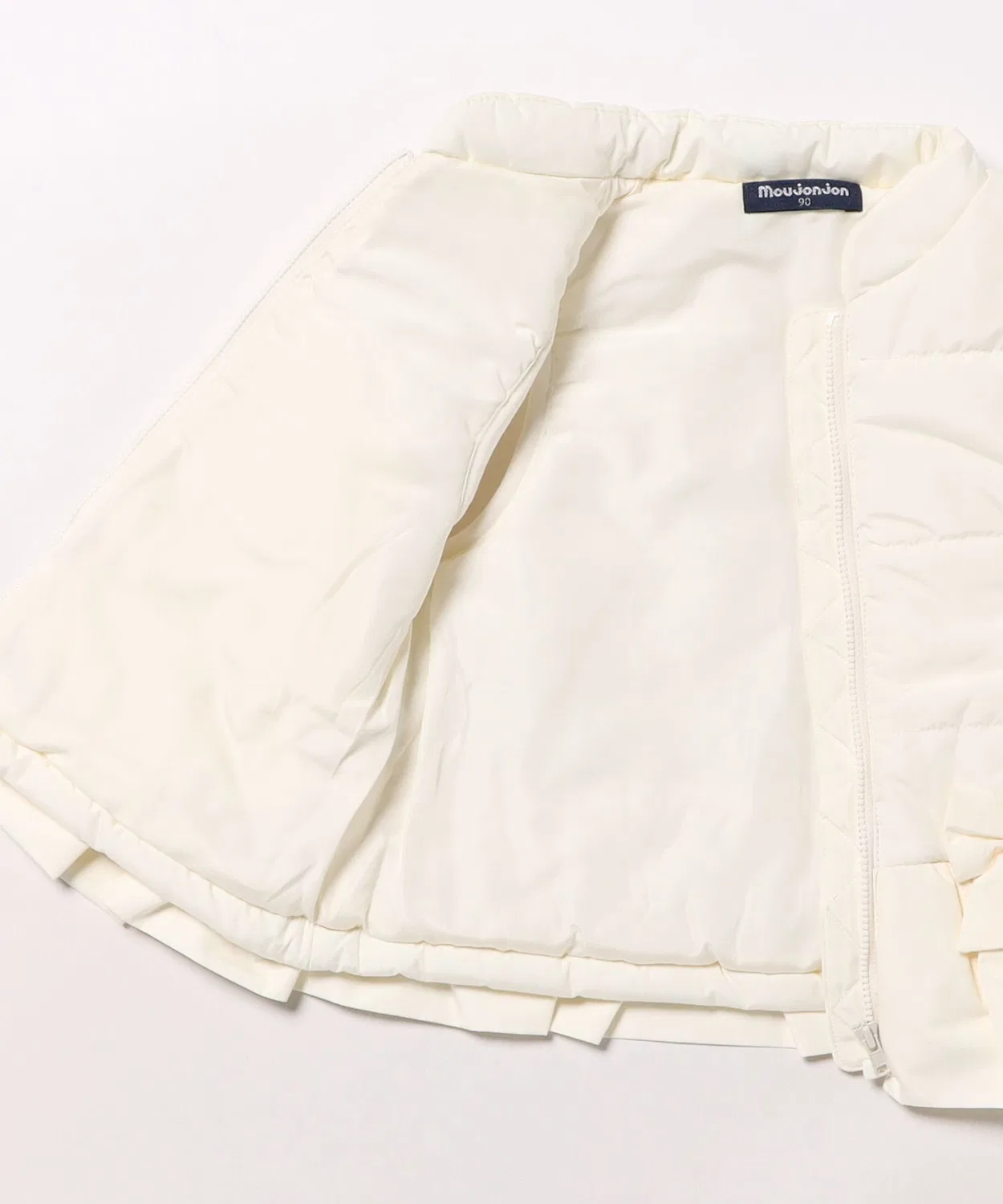 Детский утепленный жилет с капюшоном, без рукавов, модель 25MJ Taffeta Nakawata, moujonjon, Off White — фото 4