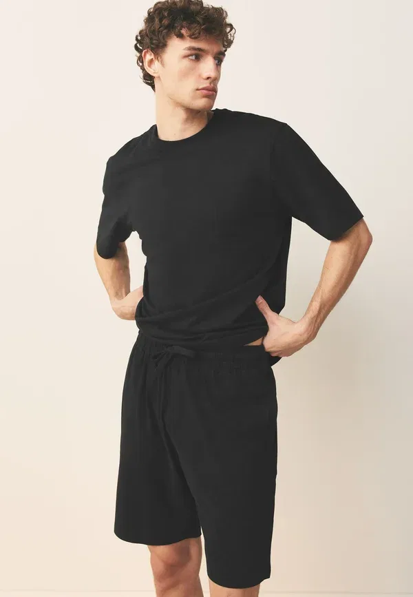 Пижамный комплект из 3 предметов хлопковый Regular fit short sleeve set 3 pack Next Black, Brown, Neutral, черный/коричневый — фото 2