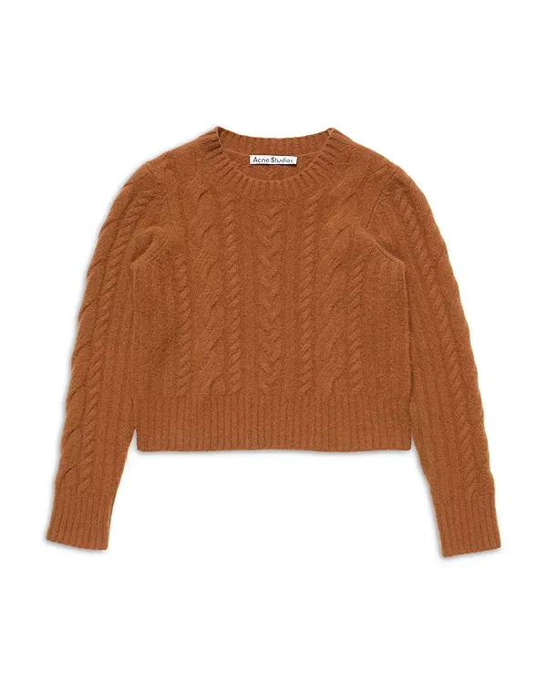 Женский свитер с кабельным вязанием Acne Studios, Mid Brown