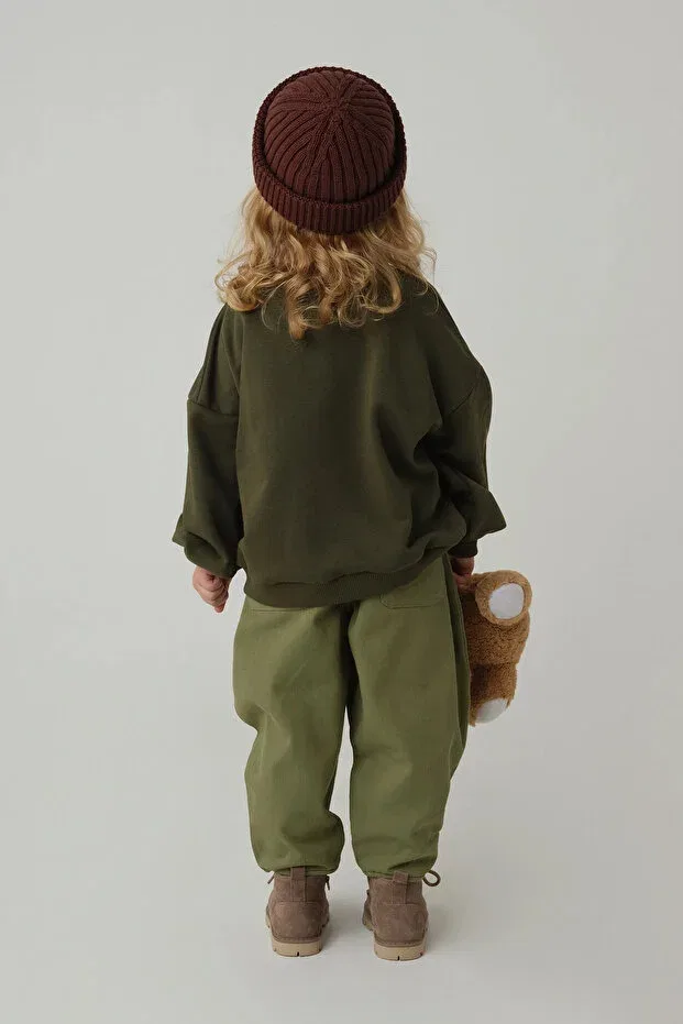 Детские свитшот с принтом для девочек Mioma Kids, Khaki — фото 3