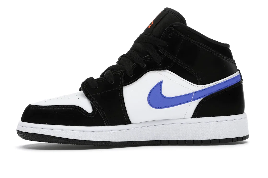 Детские кроссовки для мальчиков с кожаными накладками Jordan 1 Mid Jordan, Black/Racer Blue-White — фото 3
