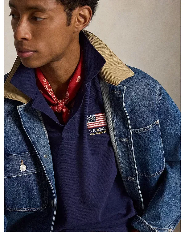Мужское поло с принтом American Icons Stamp Polo Ralph Lauren, темно-синий — фото 4