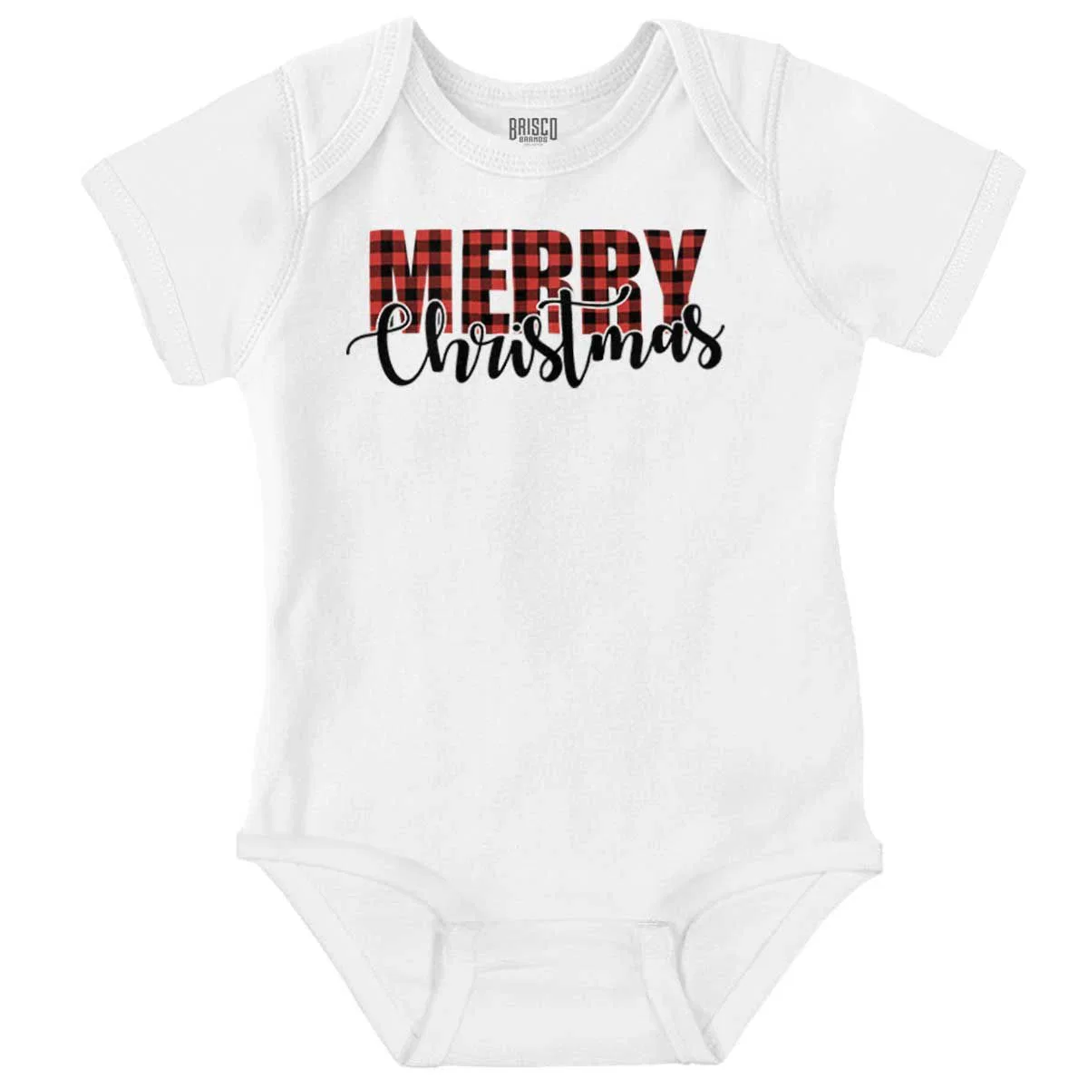 Детский боди-комбинезон с длинным рукавом с принтом Xmas Holiday Plaid Merry Christmas Brisco Brands, White