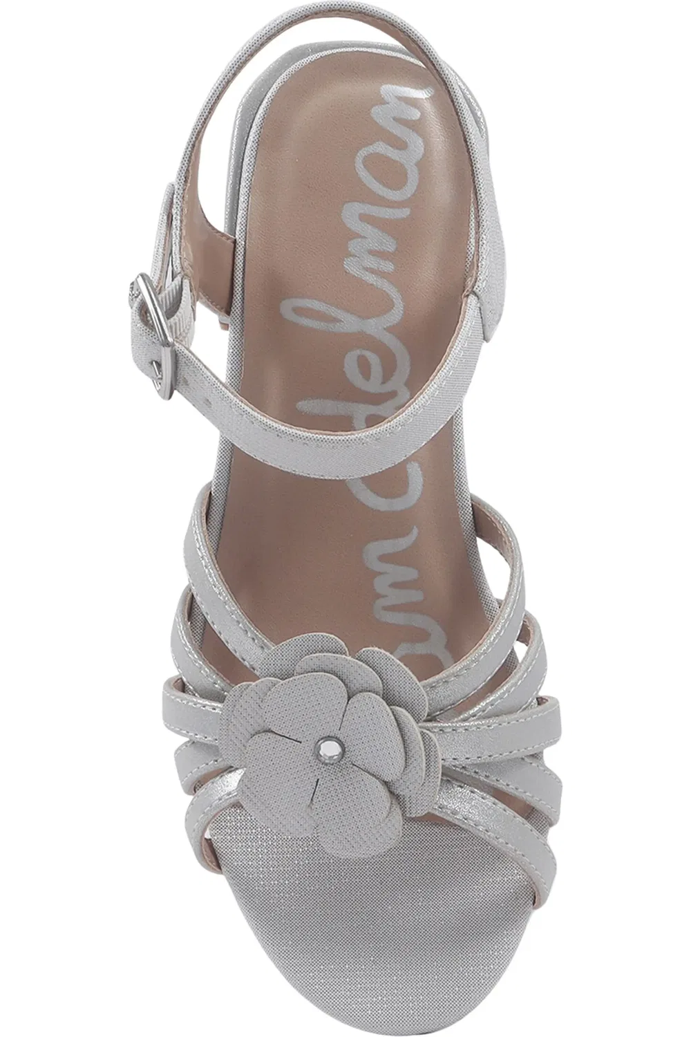 Сандалии детские с цветочным аппликацией Calla Sam Edelman, Silver — фото 4