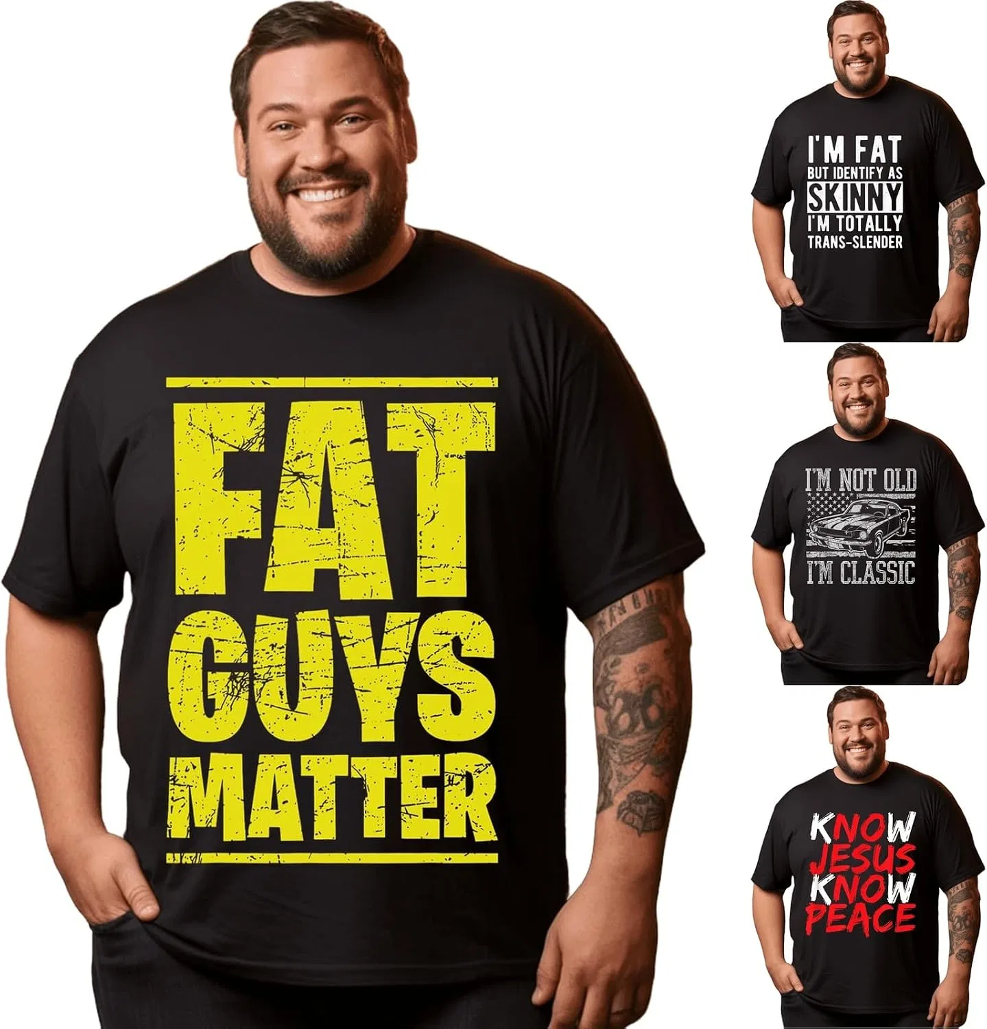 Мужская футболка с принтом Plus Size, #14-fat Guys Matter