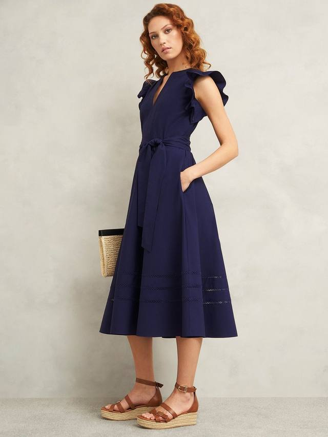 

Платье Vanessa с рюшами на плечах Hobbs, Navy