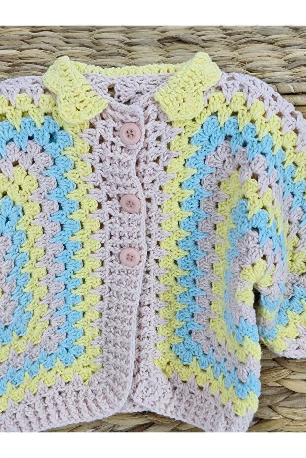 Детский кардиган для девочек хлопковый Hand Knitted Baby Girl Cardigan Evitle, Multicolor — фото 3
