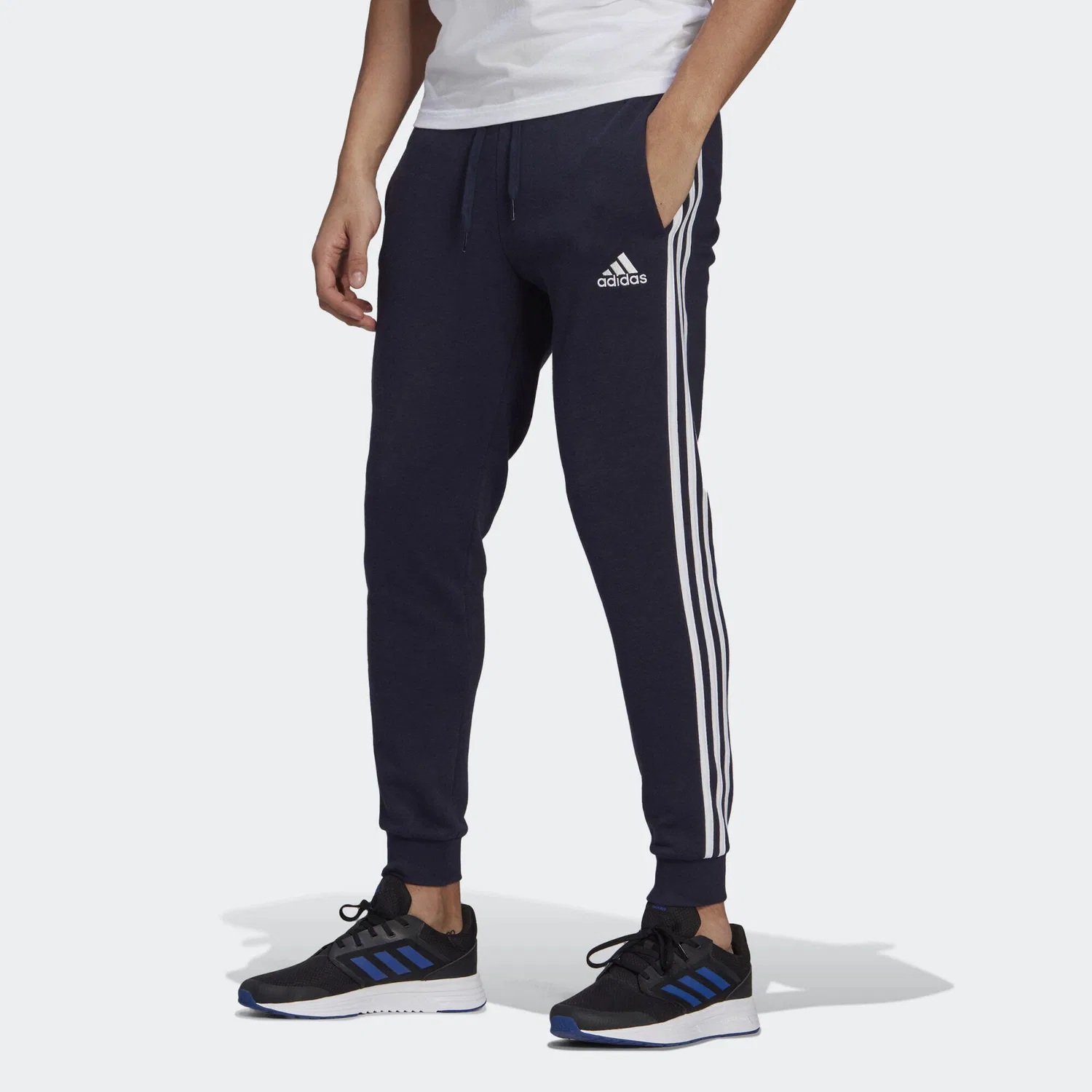 Женские спортивные штаны с тремя полосами Essentials Fleece Fitted 3-Streifen Hose Adidas, Petrolblau Weiss Dunkelblau