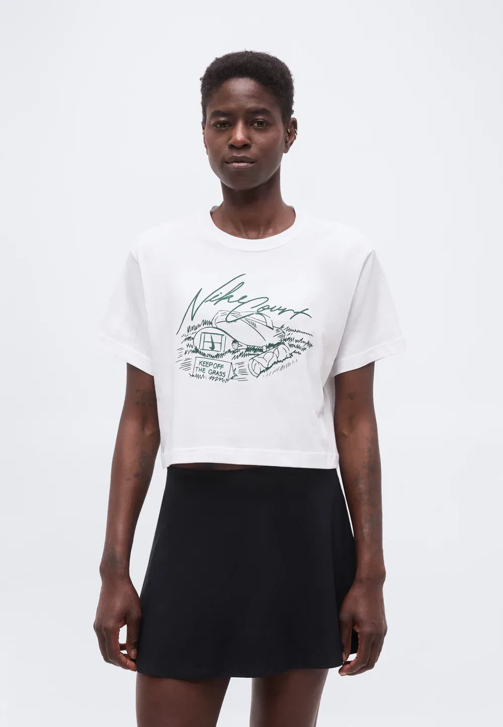 Укороченная футболка с принтом Tee slam crop Nike Performance, White