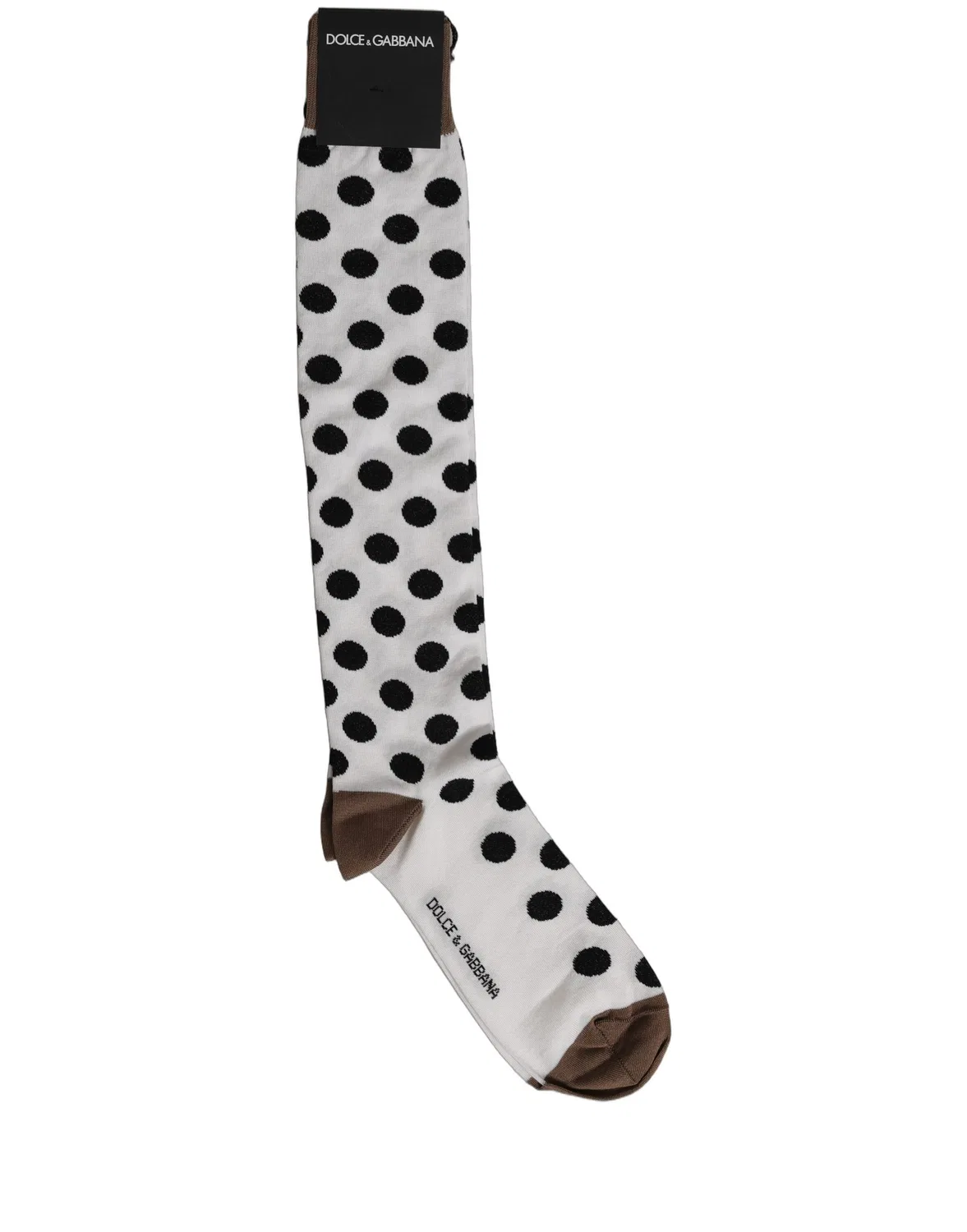 Мужские носки с принтом в горошек, White Polka Dot Over The Calf Dolce & Gabbana, White — фото 3