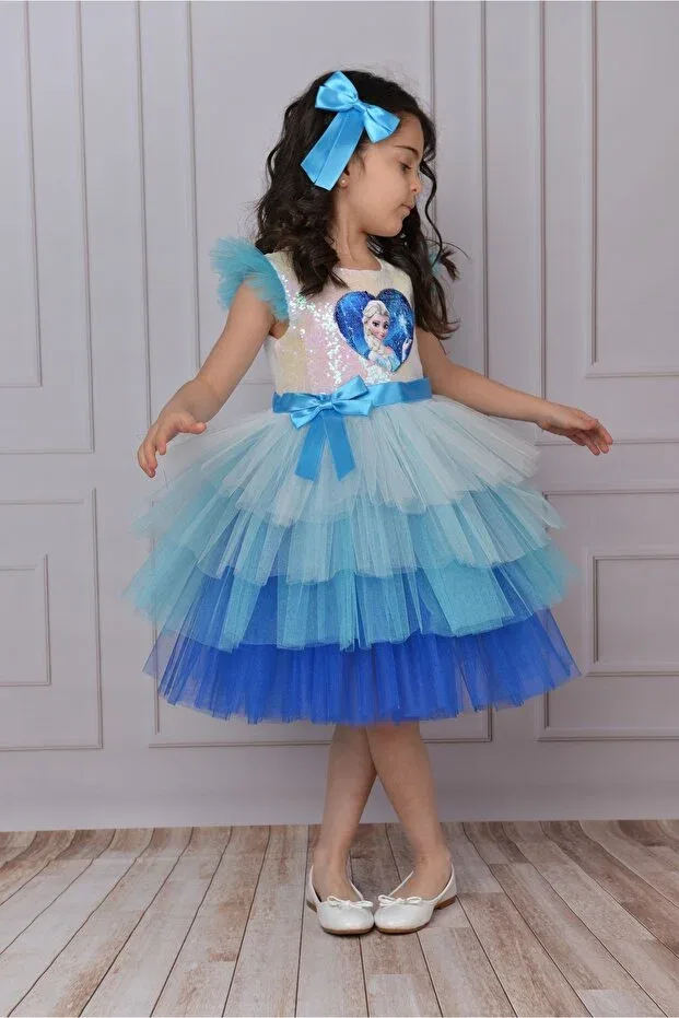 Детское платье для девочек из фатина Elsa birthday Mixie, Pink — фото 4