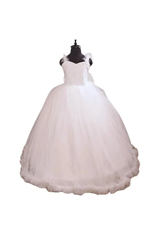 Детское платье для девочек с длинным рукавом Süer Butik, White
