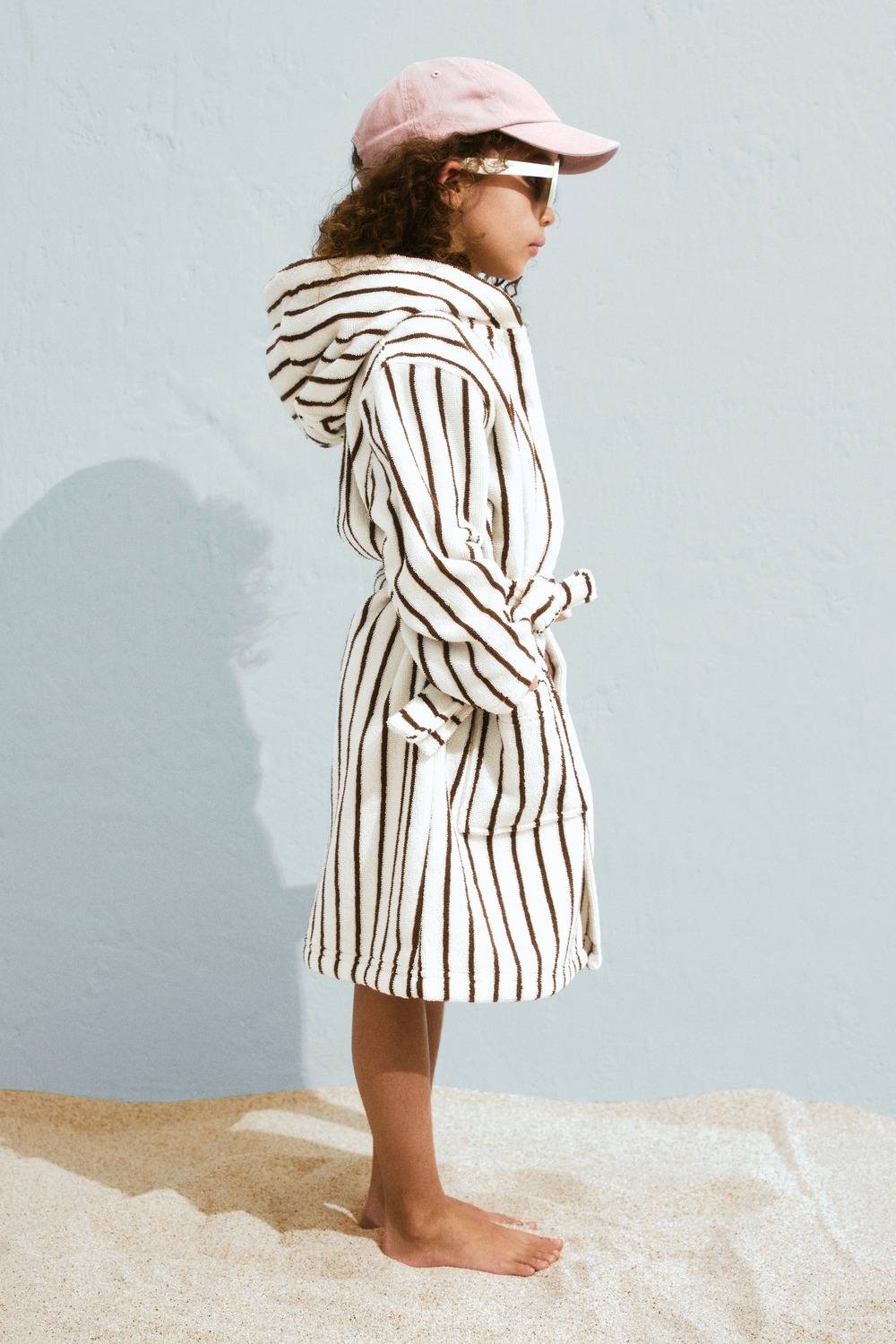 Халат детский H&M Cotton Terry, белый/коричневый — фото 2
