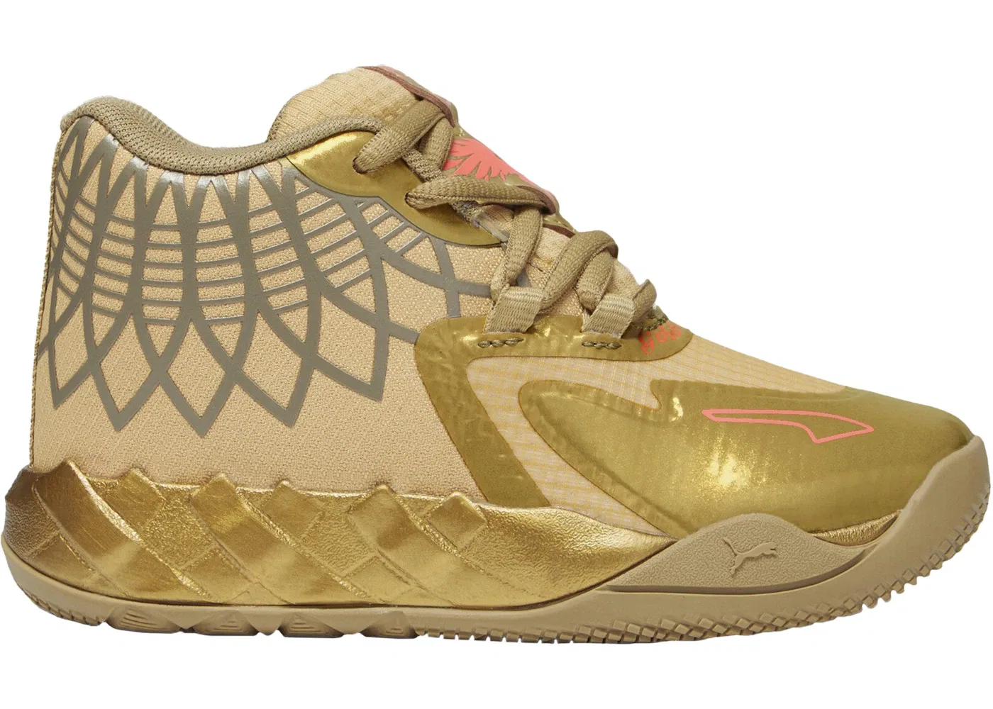 Детские кроссовки для активного отдыха Puma LaMelo Ball MB.01 Golden Child, Metallic Gold/Fiery Coral