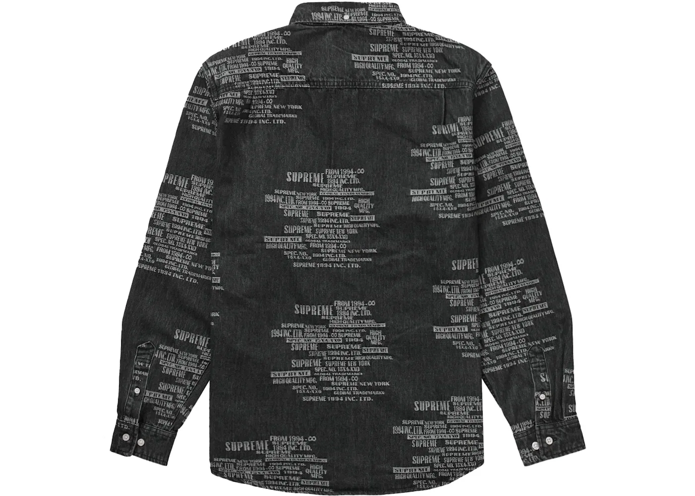 Мужская рубашка из денима с жаккардовым принтом Supreme Shirt, Washed Black — фото 2