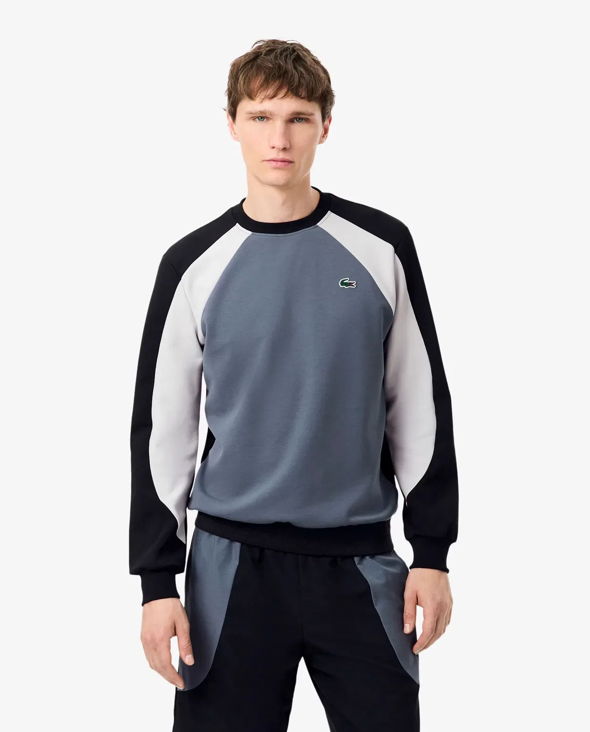 Свитшот Lacoste мужской с цветными блоками, Regular fit, Negro