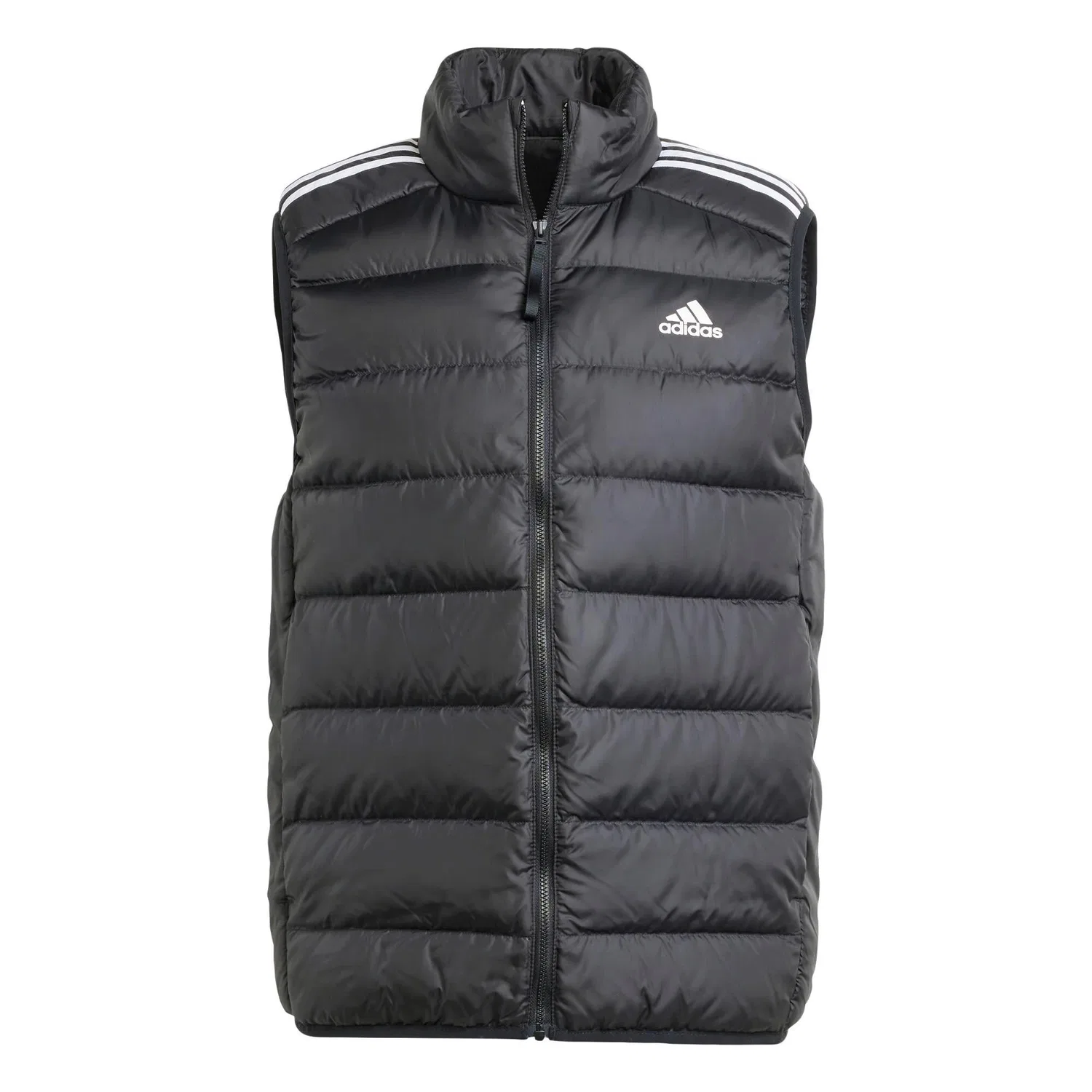 Мужская утепленная жилетка Essentials 3-Streifen Light Daunenweste Adidas, Schwarz — фото 2