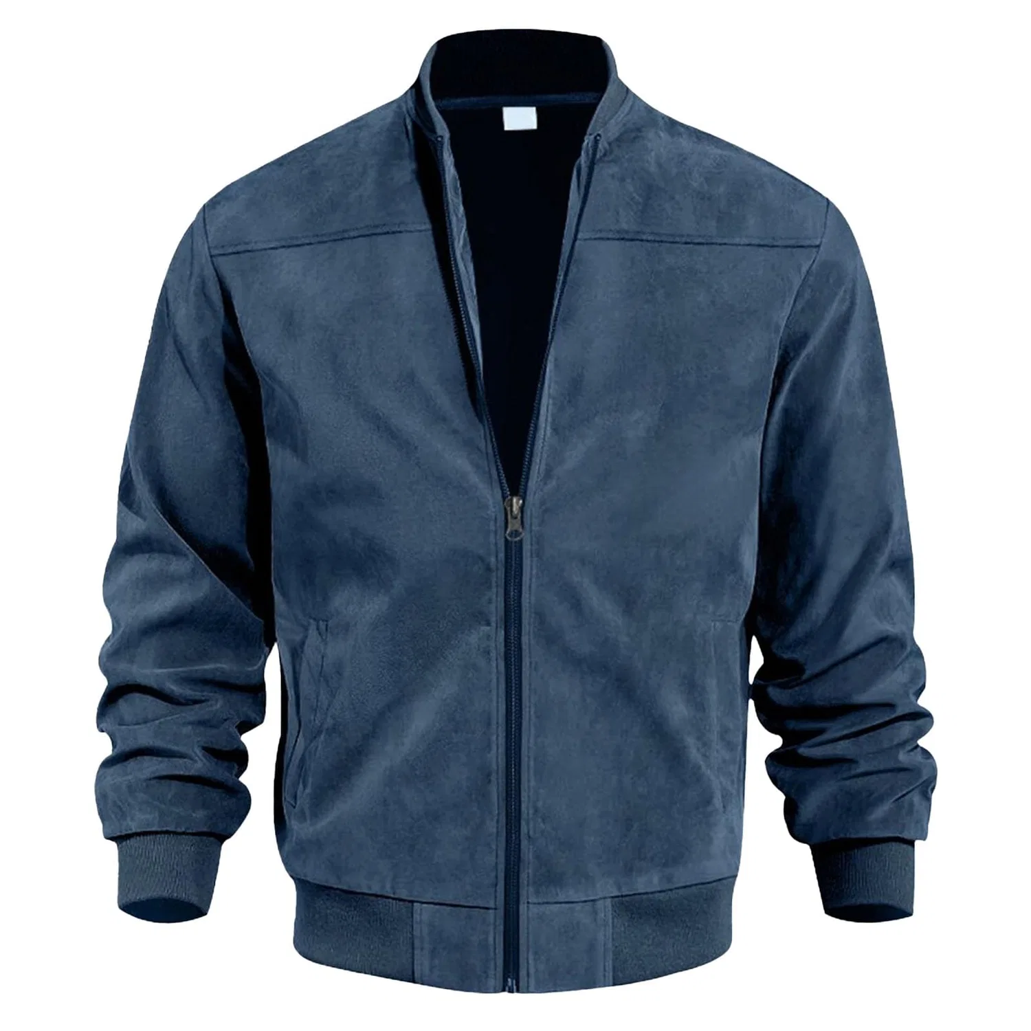 Мужская куртка-бомбер из замши на молнии Vintage Jackets, Blue 1