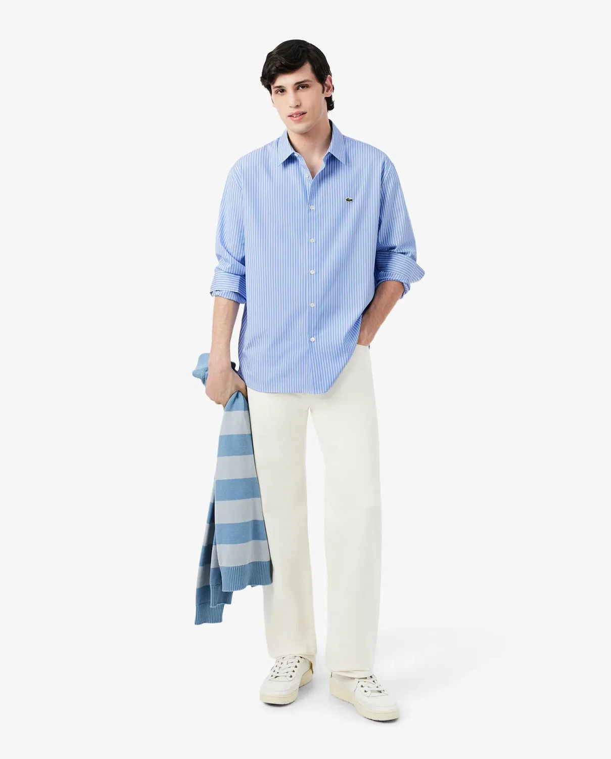 Рубашка мужская Lacoste с длинным рукавом, 100% хлопок, Blanco — фото 4
