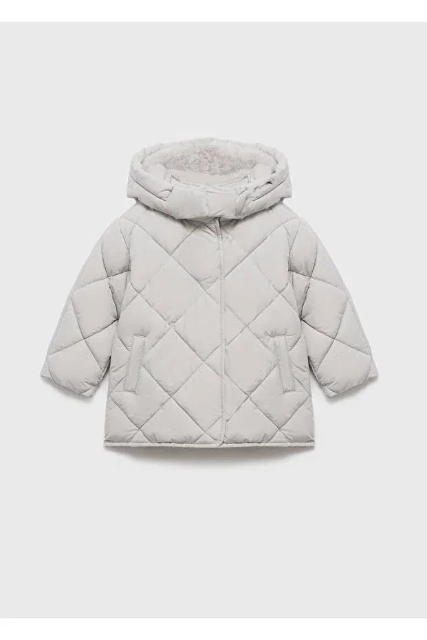 Детское пальто для девочек с капюшоном Mango Baby, Light/Pastel Gray