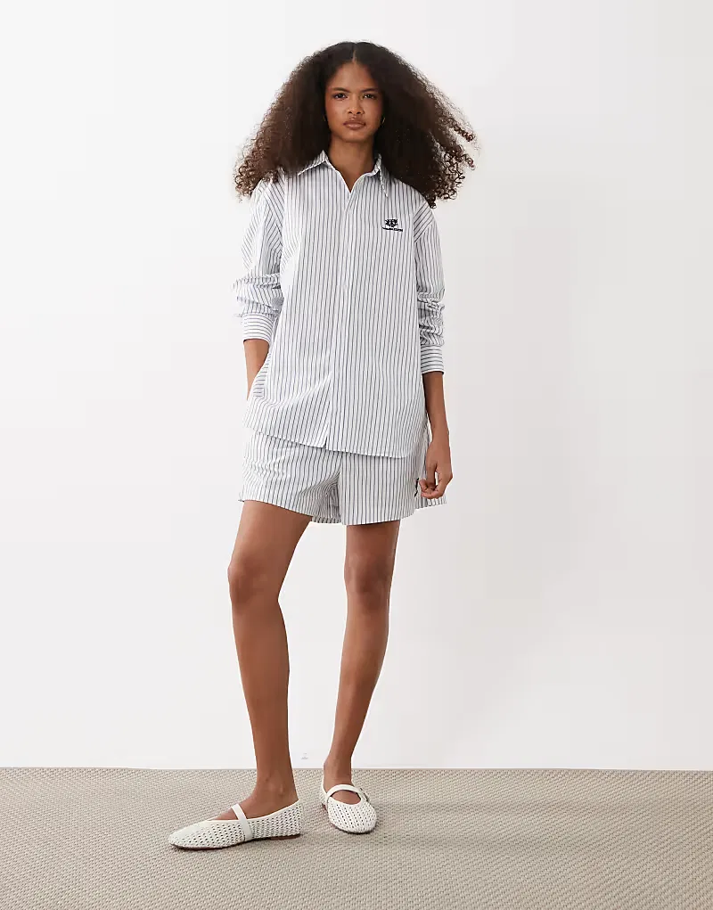 Рубашка  leigh в полоску с вышитым гербом Wimbledon capsule Polo Ralph Lauren, белый — фото 2