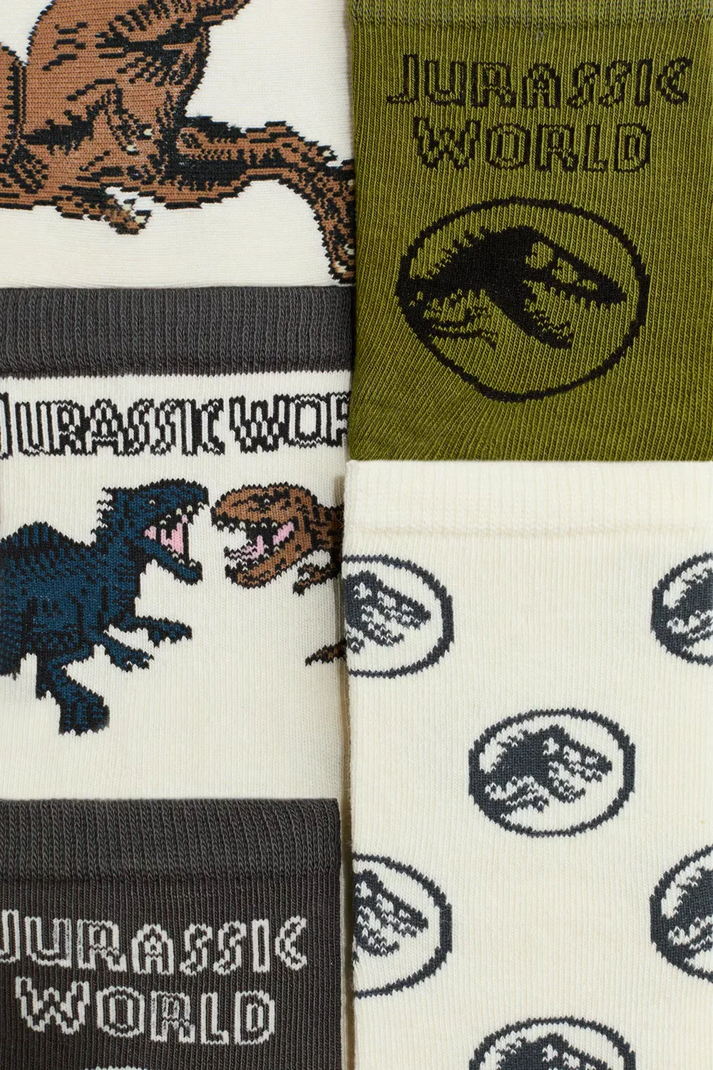 Набор из 5 пар носков с рисунком H&M, Khakigrün/Jurassic World — фото 3