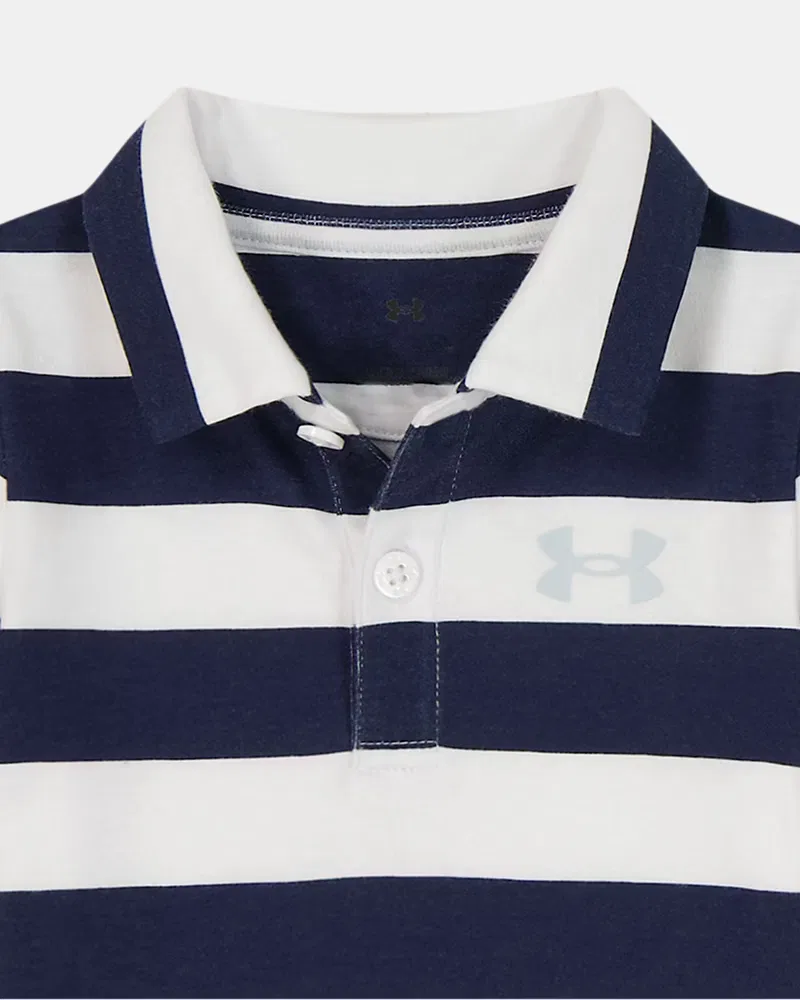 Комбинезон-поло для мальчиков из хлопка двойного вязания UA Stripe UnderArmour, Midnight Navy/Distant Gray — фото 2