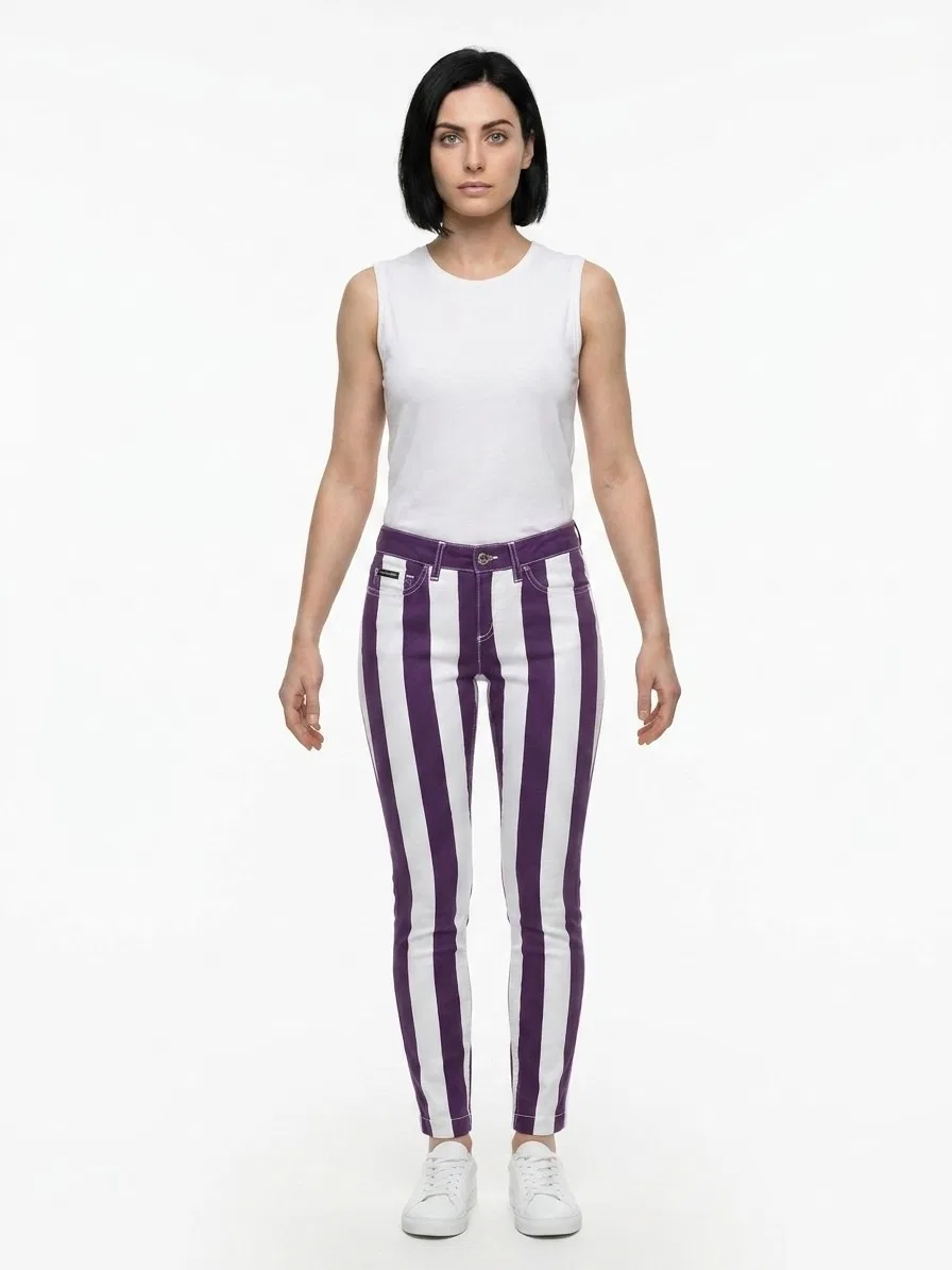 Женские узкие брюки с пятью карманами Bicolor Cotton Skinny Pants Dolce & Gabbana, Bicolor