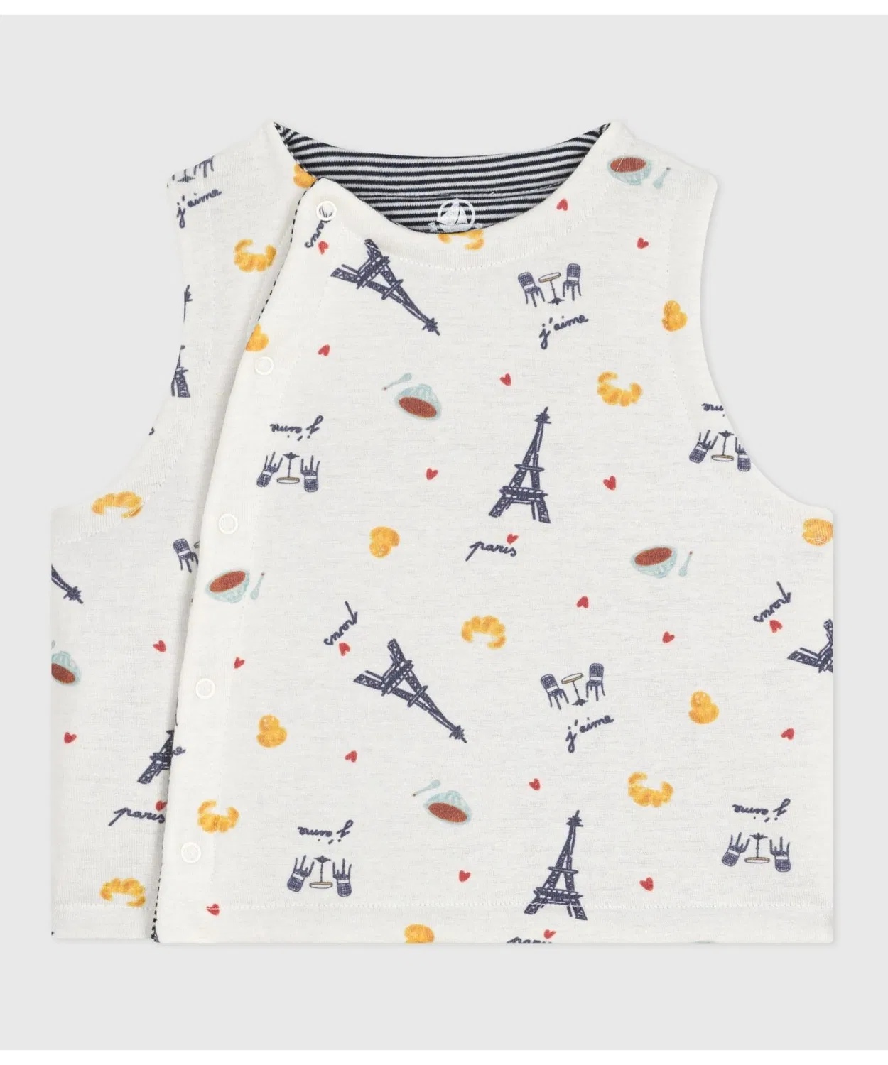 Детский жилет без рукавов с принтом Reversible Vest PETIT BATEAU, White/Blue