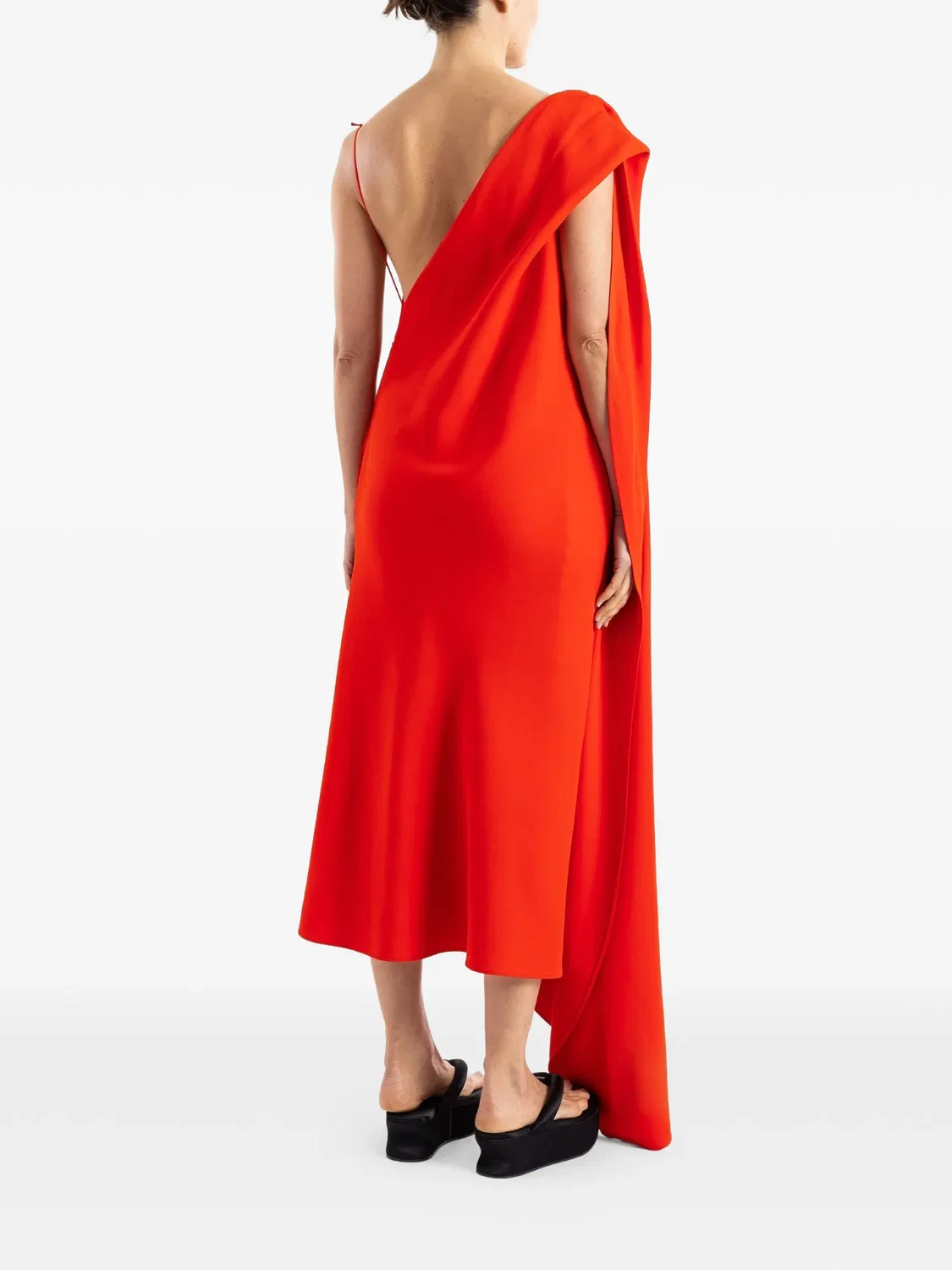 Платье асимметричного кроя с драпировкой Balenciaga, красный — фото 3