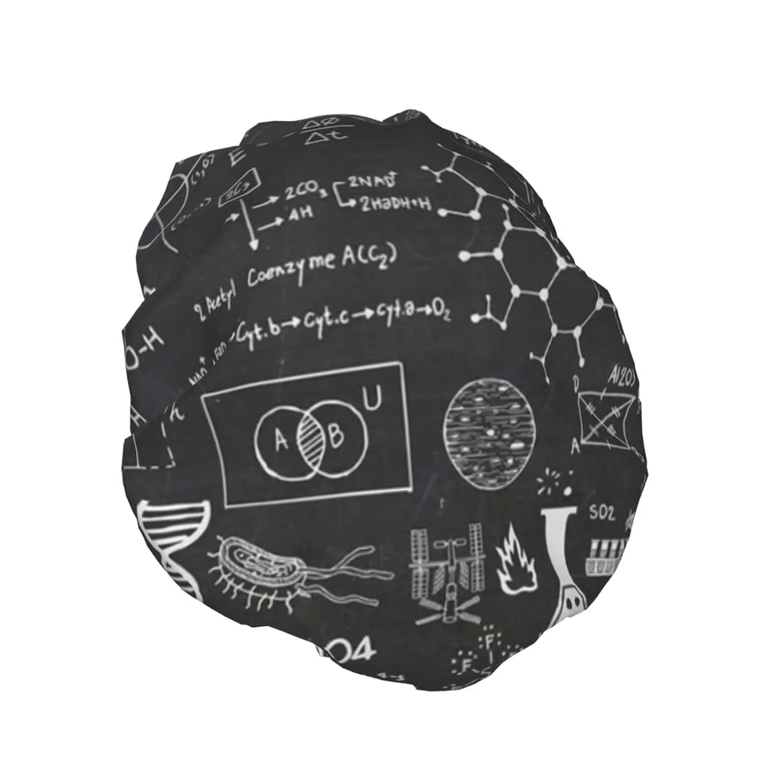 Шапочка для душа VUCEMI, Scientific Chalkboard Wall Pictures Printed, Reusable — фото 2