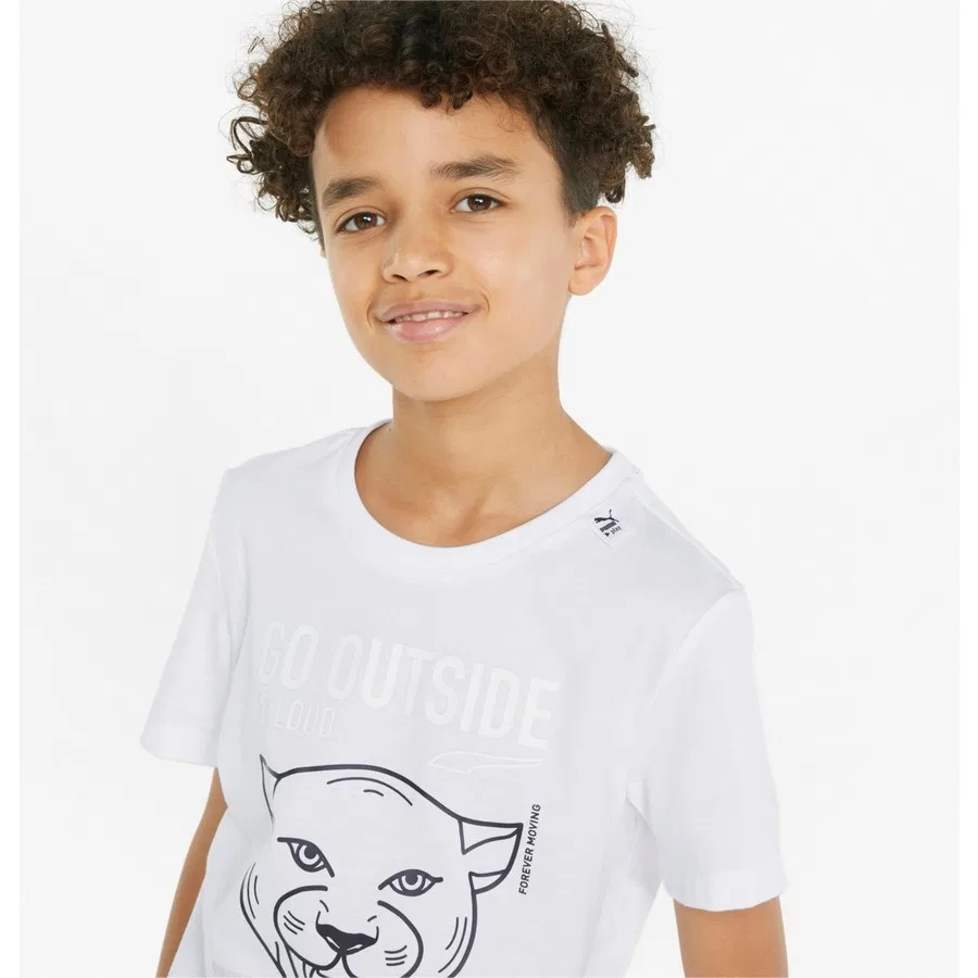 Детская футболка с длинным рукавом Puma Play UV Graphic Tişört Jr, Белый