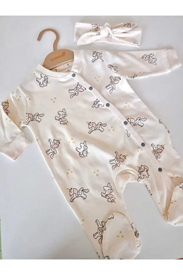 Детский комбинезон для девочек с принтом Unicorn Pattern Viamaris, Ecru