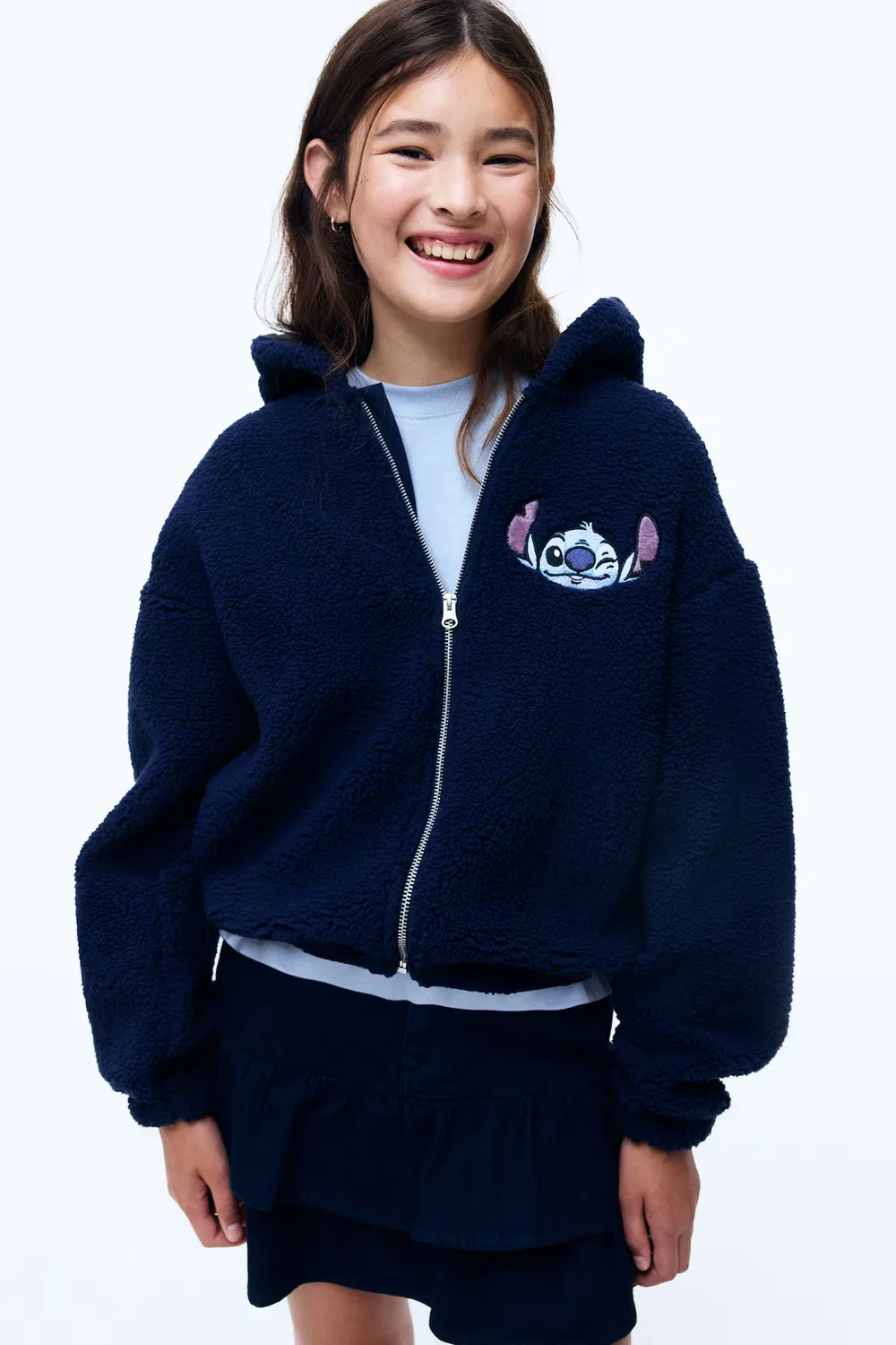 Куртка-Худи из плюшевого флиса H&M, Blau/Stitch — фото 2
