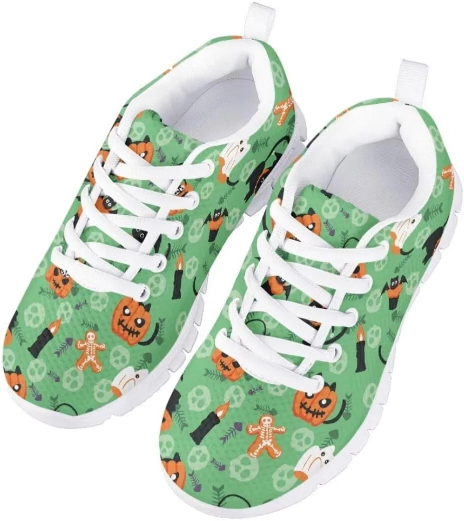 Детские кроссовки для мальчиков с дышащим верхом Pinupub, Skulls Pumpkins Green — фото 3
